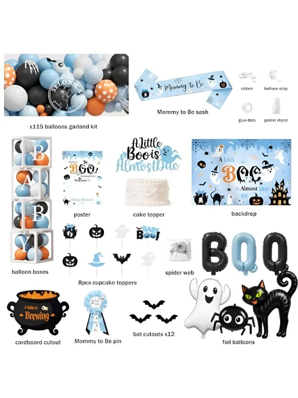 Halloween Baby Shower Decoration Boy,A Little Boo is Almost Due Party Decor